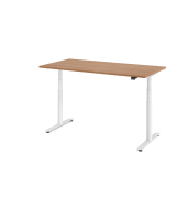 Sitz-Steh-Schreibtisch VXDLR, elektrisch h&ouml;henverstellbar, 127cm (H), 160x80cm (BxT), rechteckig, nussbaum / wei&szlig;