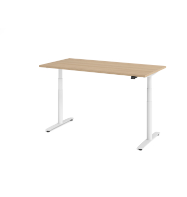 Sitz-Steh-Schreibtisch VXDLR, elektrisch h&ouml;henverstellbar, 127cm (H), 160x80cm (BxT), rechteckig, eiche / wei&szlig;