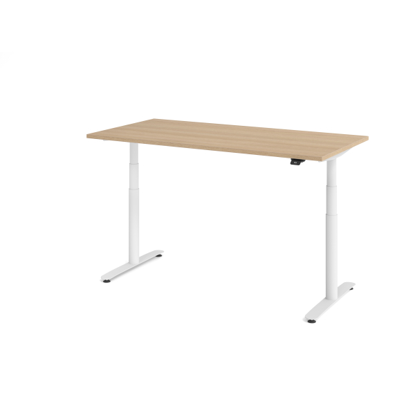 4032062303832 - Sitz-Steh-Schreibtisch VXDLR elektrisch höhenverstellbar 127cm (H) 160x80cm (BxT) rechteckig eiche   weiß 4032062303832 Ham