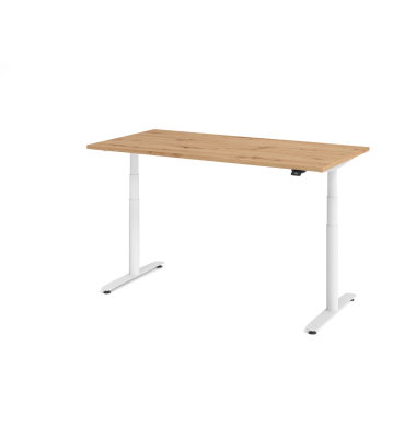 Sitz-Steh-Schreibtisch VXDLR, elektrisch h&ouml;henverstellbar, 127cm (H), 160x80cm (BxT), rechteckig, asteiche / wei&szlig;