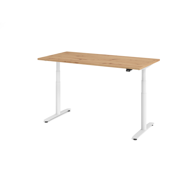 4032062303849 - Sitz-Steh-Schreibtisch VXDLR elektrisch höhenverstellbar 127cm (H) 160x80cm (BxT) rechteckig asteiche   weiß 4032062303849 