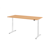 Sitz-Steh-Schreibtisch VXDLR, elektrisch h&ouml;henverstellbar, 127cm (H), 180x80cm (BxT), rechteckig, buche / wei&szlig;