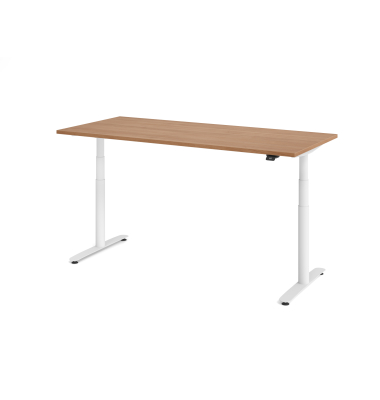 Sitz-Steh-Schreibtisch VXDLR, elektrisch h&ouml;henverstellbar, 127cm (H), 180x80cm (BxT), rechteckig, nussbaum / wei&szlig;