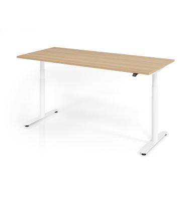 Sitz-Steh-Schreibtisch VXDLR, elektrisch h&ouml;henverstellbar, 127cm (H), 180x80cm (BxT), rechteckig, eiche / wei&szlig;