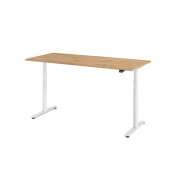 Sitz-Steh-Schreibtisch VXDLR, elektrisch h&ouml;henverstellbar, 127cm (H), 180x80cm (BxT), rechteckig, asteiche / wei&szlig;
