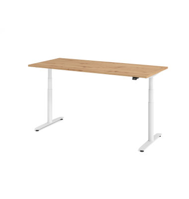 Sitz-Steh-Schreibtisch VXDLR, elektrisch h&ouml;henverstellbar, 127cm (H), 180x80cm (BxT), rechteckig, asteiche / wei&szlig;