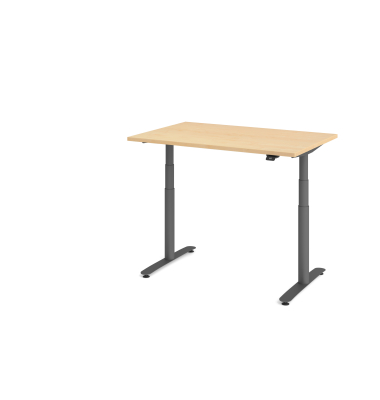 Sitz-Steh-Schreibtisch VXDLR, elektrisch h&ouml;henverstellbar, 127cm (H), 120x80cm (BxT), rechteckig, ahorn / graphit