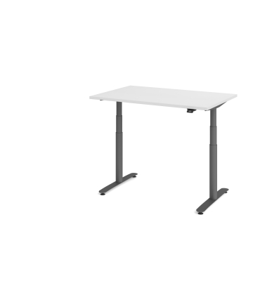 Sitz-Steh-Schreibtisch VXDLR, elektrisch h&ouml;henverstellbar, 127cm (H), 120x80cm (BxT), rechteckig, wei&szlig; / graphit