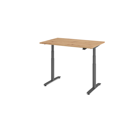 Sitz-Steh-Schreibtisch VXDLR, elektrisch h&ouml;henverstellbar, 127cm (H), 120x80cm (BxT), rechteckig, asteiche / graphit