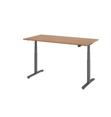 Sitz-Steh-Schreibtisch VXDLR, elektrisch h&ouml;henverstellbar, 127cm (H), 160x80cm (BxT), rechteckig, nussbaum / graphit