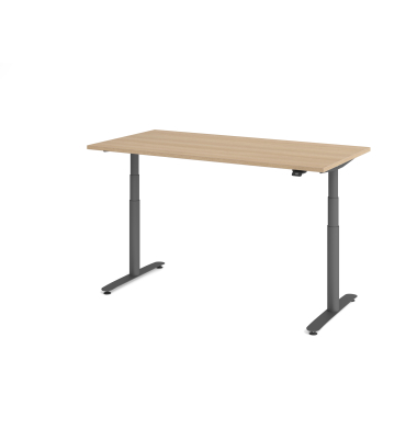 Sitz-Steh-Schreibtisch VXDLR, elektrisch h&ouml;henverstellbar, 127cm (H), 160x80cm (BxT), rechteckig, eiche / graphit
