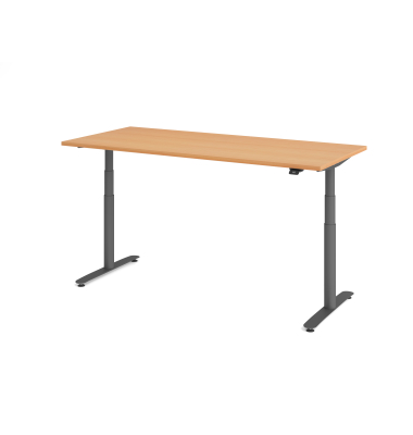 Sitz-Steh-Schreibtisch VXDLR, elektrisch h&ouml;henverstellbar, 127cm (H), 180x80cm (BxT), rechteckig, buche / graphit