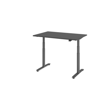 Sitz-Steh-Schreibtisch VXDLR, elektrisch h&ouml;henverstellbar, 127cm (H), 120x80cm (BxT), rechteckig, graphit / graphit