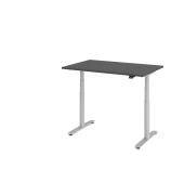 Sitz-Steh-Schreibtisch VXDLR, elektrisch h&ouml;henverstellbar, 127cm (H), 120x80cm (BxT), rechteckig, graphit / silber