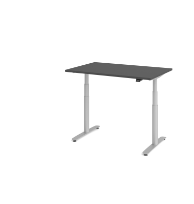 Sitz-Steh-Schreibtisch VXDLR, elektrisch h&ouml;henverstellbar, 127cm (H), 120x80cm (BxT), rechteckig, graphit / silber