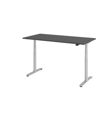 Sitz-Steh-Schreibtisch VXDLR, elektrisch h&ouml;henverstellbar, 127cm (H), 160x80cm (BxT), rechteckig, graphit / silber