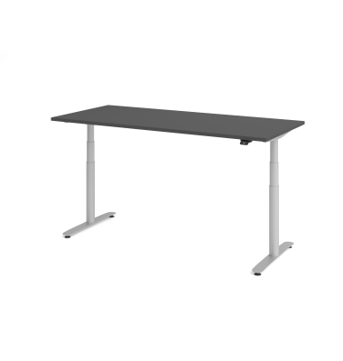 Sitz-Steh-Schreibtisch VXDLR, elektrisch h&ouml;henverstellbar, 127cm (H), 180x80cm (BxT), rechteckig, graphit / silber
