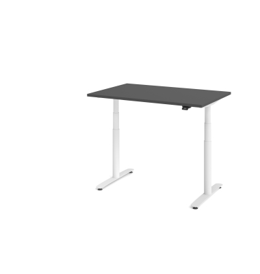 Sitz-Steh-Schreibtisch VXDLR, elektrisch h&ouml;henverstellbar, 127cm (H), 120x80cm (BxT), rechteckig, graphit / wei&szlig;