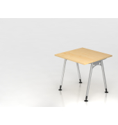 Schreibtisch VAS, manuell h&ouml;henverstellbar, 76cm (H), 80x80cm (BxT), ahorn / silber