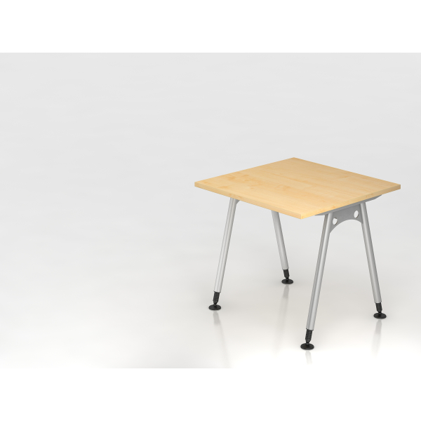 4032062002537 - HAMMERBACHER AS08 höhenverstellbarer Schreibtisch ahorn quadratisch A-Fuß-Gestell silber 800 x 800 cm