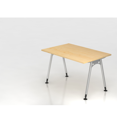 Schreibtisch VAS, manuell h&ouml;henverstellbar, 76cm (H), 120x80cm (BxT), ahorn / silber