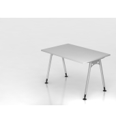 Schreibtisch VAS, manuell h&ouml;henverstellbar, 76cm (H), 120x80cm (BxT), grau / silber
