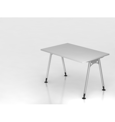 Schreibtisch VAS, manuell h&ouml;henverstellbar, 76cm (H), 120x80cm (BxT), grau / silber