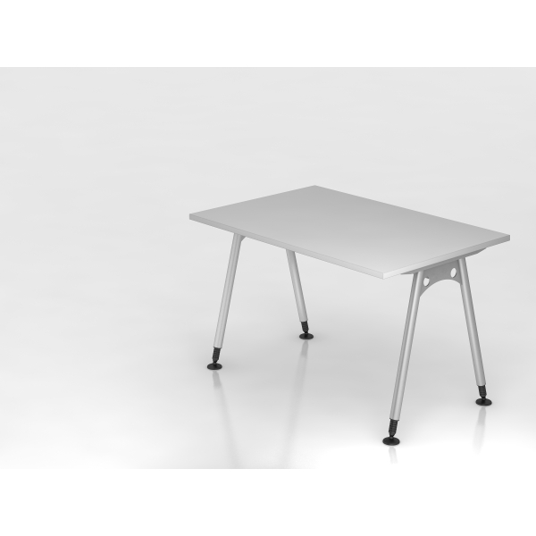4032062002575 - HAMMERBACHER AS12 höhenverstellbarer Schreibtisch lichtgrau rechteckig A-Fuß-Gestell silber 1200 x 800 cm