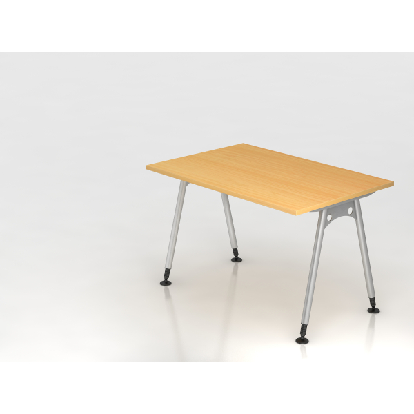 4032062002582 - HAMMERBACHER AS12 höhenverstellbarer Schreibtisch buche rechteckig A-Fuß-Gestell silber 1200 x 800 cm