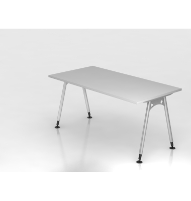 Schreibtisch VAS, manuell h&ouml;henverstellbar, 76cm (H), 160x80cm (BxT), grau / silber