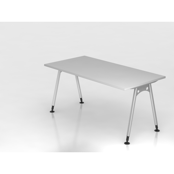 4032062002605 - HAMMERBACHER AS16 höhenverstellbarer Schreibtisch lichtgrau rechteckig A-Fuß-Gestell silber 1600 x 800 cm