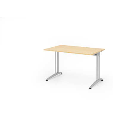 Schreibtisch VBS, 74cm (H), 120x80cm (BxT), ahorn / silber