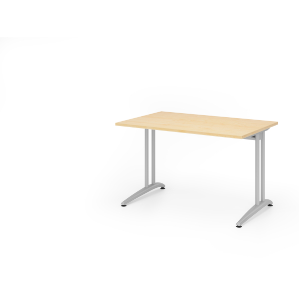 4032062002766 - HAMMERBACHER Altus Schreibtisch ahorn rechteckig C-Fuß-Gestell silber 1200 x 800 cm