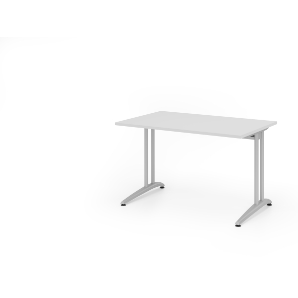 4032062002773 - HAMMERBACHER BS12 Schreibtisch lichtgrau rechteckig C-Fuß-Gestell silber 1200 x 800 cm