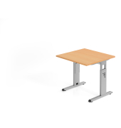 Schreibtisch C-Fu&szlig; 80x80cm BucheSilber