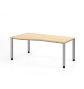 Schreibtisch VQS, manuell h&ouml;henverstellbar, 81cm (H), 180x100cm (BxT), ahorn / silber