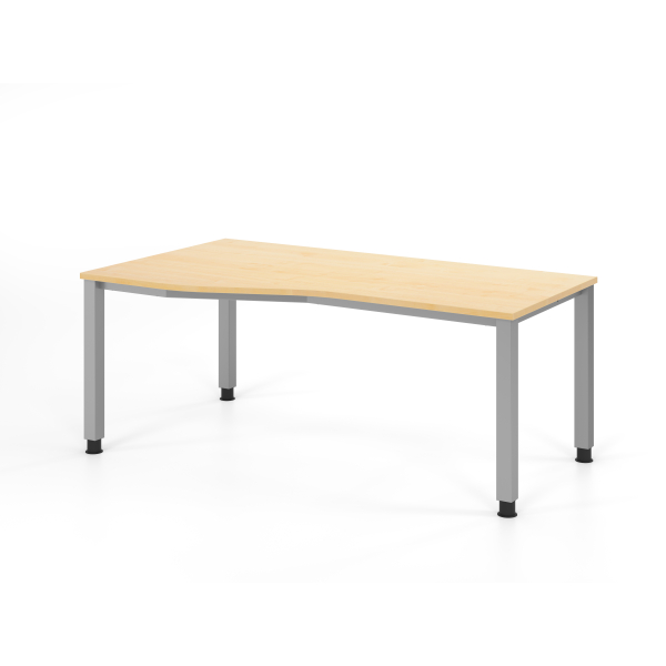 4032062004524 - HAMMERBACHER QS18 höhenverstellbarer Schreibtisch ahorn Trapezform 4-Fuß-Gestell silber 1800 x 800 1000 cm