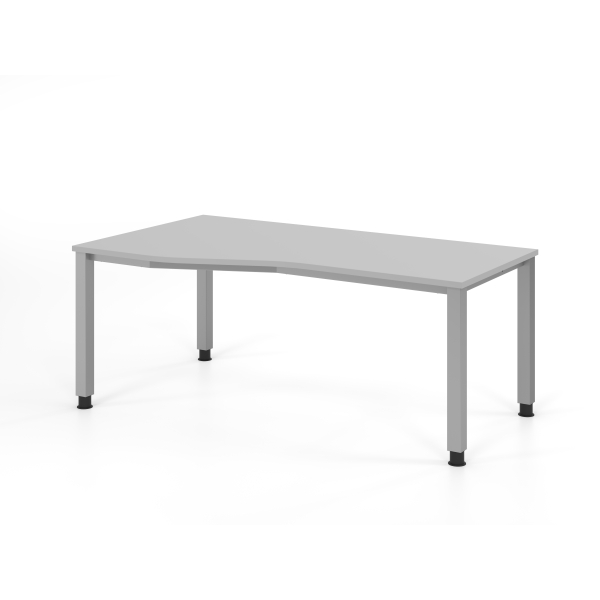 4032062004531 - HAMMERBACHER QS18 höhenverstellbarer Schreibtisch lichtgrau Trapezform 4-Fuß-Gestell silber 1800 x 800 1000 cm