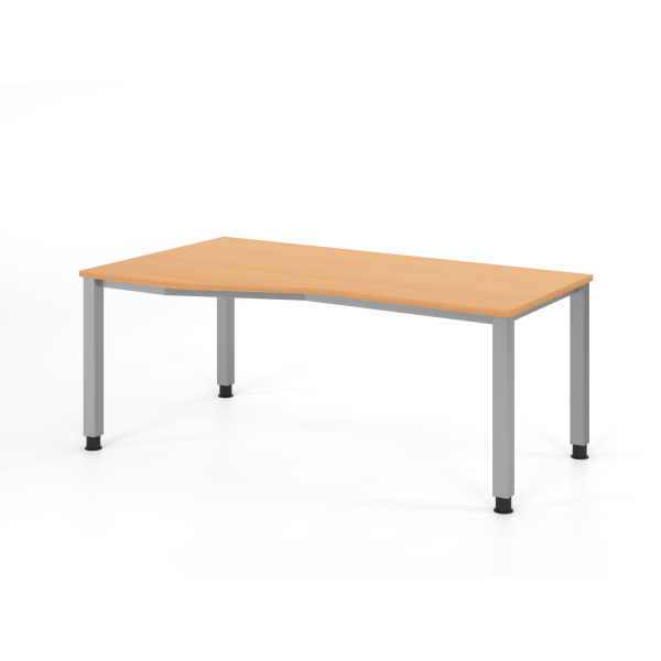 4032062004548 - HAMMERBACHER QS18 höhenverstellbarer Schreibtisch buche Trapezform 4-Fuß-Gestell silber 1800 x 800 1000 cm