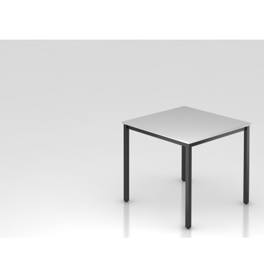 Besprechungstisch D-Serie, 72cm (H), 80x80cm (BxT), 2-4 Personen, quadratisch, grau / schwarz