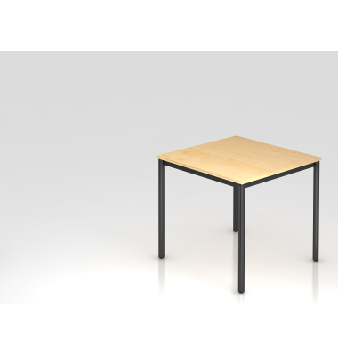 Besprechungstisch D-Serie, 72cm (H), 80x80cm (BxT), 2-4 Personen, rechteckig, ahorn / schwarz