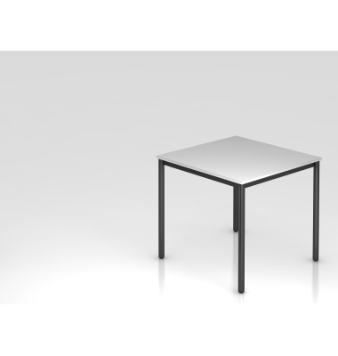 Besprechungstisch D-Serie, 72cm (H), 80x80cm (BxT), 2-4 Personen, rechteckig, grau / schwarz