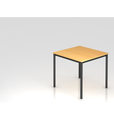 Besprechungstisch D-Serie, 72cm (H), 80x80cm (BxT), 2-4 Personen, rechteckig, buche / schwarz