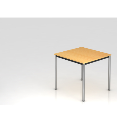 Besprechungstisch D-Serie, 72cm (H), 80x80cm (BxT), 2-4 Personen, rechteckig, buche / chrom