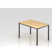 Besprechungstisch D-Serie, 72cm (H), 120x80cm (BxT), 4-6 Personen, rechteckig, ahorn / schwarz