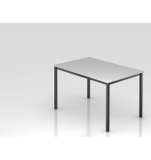 Besprechungstisch D-Serie, 72cm (H), 120x80cm (BxT), 4-6 Personen, rechteckig, grau / schwarz