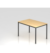Besprechungstisch D-Serie, 72cm (H), 120x80cm (BxT), 4-6 Personen, rechteckig, ahorn / schwarz