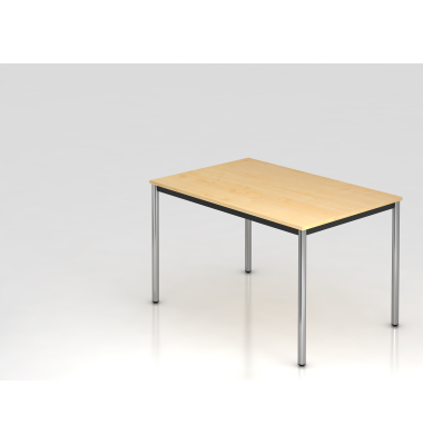 Besprechungstisch D-Serie, 72cm (H), 120x80cm (BxT), 4-6 Personen, rechteckig, ahorn / chrom