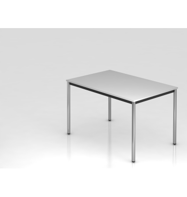 Besprechungstisch D-Serie, 72cm (H), 120x80cm (BxT), 4-6 Personen, rechteckig, grau / chrom