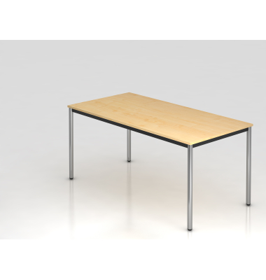 Besprechungstisch D-Serie, 72cm (H), 160x80cm (BxT), 6 Personen, rechteckig, ahorn / chrom